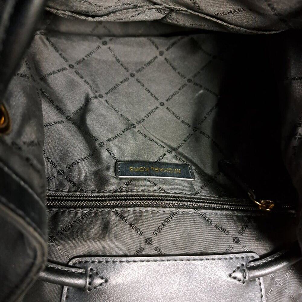 Michael Kors Large Abbey Cargo Nylon Drawstring Backpack Black - Picture 7 of 11